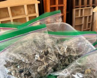 Bags of 50+  miniature pewter items.