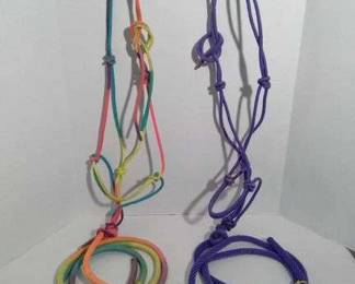 1 Two rope halters with lead ropes.