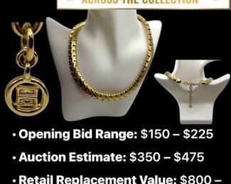 Lot # : 10 - 1980s Givenchy Gold-Tone Textured Collar Necklace