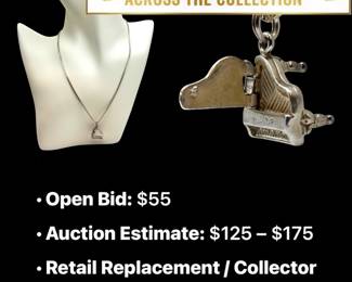 Lot # : 89 - 1950s Sterling S. Necklace w/ Sterling Grand Piano