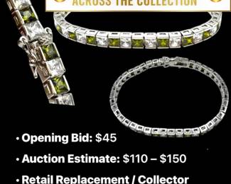 Lot # : 94 - Peridot & White Topaz Sterling S. Tennis Bracelet