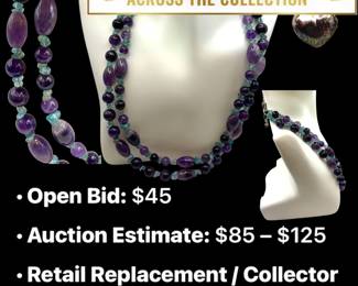 Lot # : 84 - Sterling, Amethyst, Fluorite & Apatite Necklace