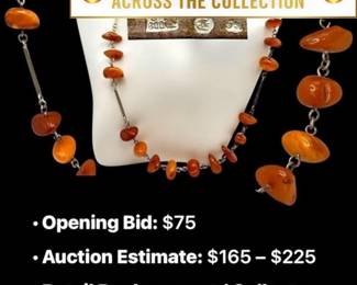 Lot # : 52 - 1950s Baltic Butterscotch Amber & Silver Necklace
