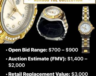 Lot # : 1 - TAG Heuer Aquaracer SS & 18K Diamond Wristwatch