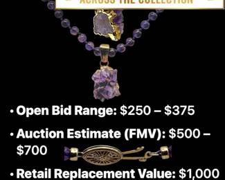 Lot # : 17 - 14K Amethyst Bead Necklace w/ Raw Amethyst Pendant