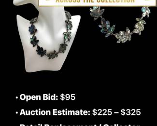 Lot # : 23 - 1950s Mexican Sterling & Abalone Shell Necklace