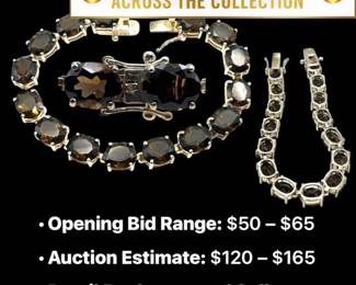 Lot # : 103 - Natural Smoky Quartz Sterling Silver Bracelet