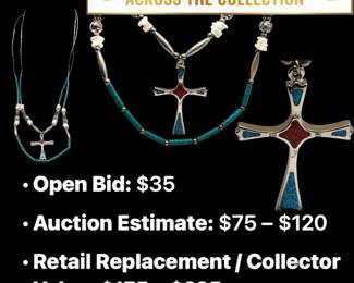 Lot # : 87 - Southwest Turquoise, Coral & Shell Cross Necklace