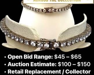 Lot # : 96 - Sterling Silver Round-Cut Crystal Tennis Bracelet