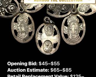 Lot # : 48 - 1940s Sterling Tri-Panel Miraculous Medal Pendant