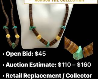 Lot # : 81 - 1960s Southwest Heishi Shell & Turquoise Nugget Necklace