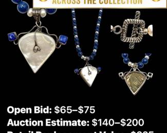 Lot # : 39 - Blue Lapis, Sterling & Mother-of-Pearl Necklace