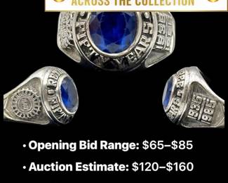 Lot # : 110 - UAW 50-Year Retiree Sterling Commemorative Ring