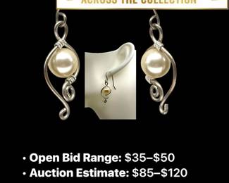 Lot # : 102 - Swarovski Pearl & Argentium Silver Artisan Earings