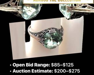 Lot # : 43 - 1920s Art Deco Sterling Filigree Pale Spinel Ring
