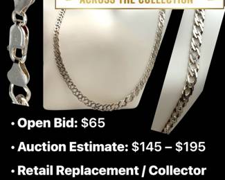 Lot # : 58 - Italian Solid Sterling Flat Curb Chain Necklace