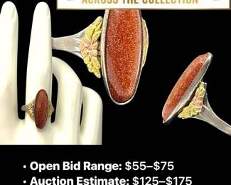 Lot # : 67 - Vintage Black Hills Gold Sterling S Goldstone Ring