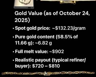 Lot # : 111 - 14K Gold Scrap / Repair Tennis Bracelet 0 Diamonds