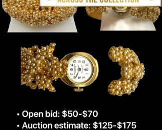 Lot # : 74 - Swiss 21-Jewel Paul Garnier Gold Tone Pearl Watch