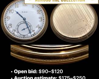 Lot # : 29 - 1930s Working Elgin 10K Rolled Gold Pocket Watch