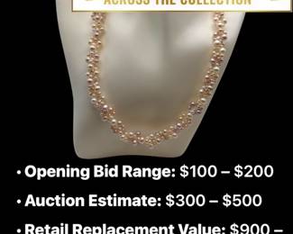 Lot # : 27 - 18” Multi-Color Freshwater Pearl Necklace 14K