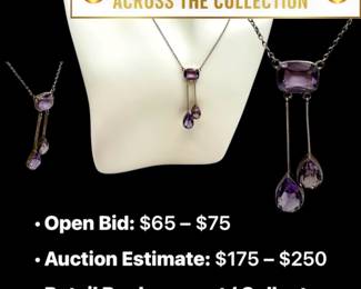 Lot # : 86 - Art Deco Negligee Amethyst Drop Pendant Necklace