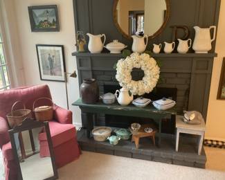 Family room full of collectibles, wonderful pottery, iron stone