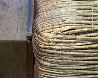 Item #15- Wicker Square Coffee table with glass (not shown). Shows signs of wear.  Grayish brown finish.  39" Square.  H- 17 1/4".  See next pictures for signs of wear. Price - $ 75.00.