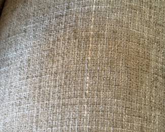 Item #37.  Pair of swivel glider accent chairs in a chenille fabric from Ashely Furniture.  H - 35 1/2in.  W- 33 1/2in. Floor to top of seat cushion- 19 1/2in.  Stain on arm. Shown in this picture.  Price - $350.00.