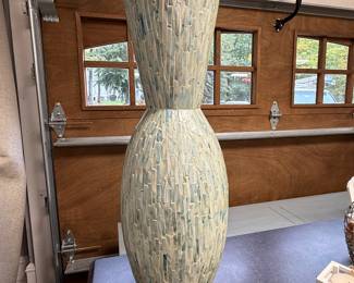 Item #31.  Blue Mosaic Large vase. H- 29".                        Price - $16.00