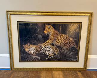 Item # 17.  Framed Cheetahs.  Great condition.                  W- 43 1/2".  H - 32 3/4".  Price - $22.00