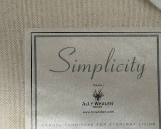 Item # 46.  Gray sectional by Simplicity Designs by Ally Whalen Interiors. Sectional is slipcovered.  Stains on slipcovers.  6 pieces with locking mechanism.    Approximately   11x8.            Price - $400.