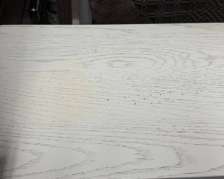 Item # 14.  Stanley Furniture Co.  Palisades Cream console table.  Cream white wash finish. Shows some discoloration on top from lamps.                                                   L- 84" D- m 11 1/2 "  H- 34 1/2 " Price- $300.00.