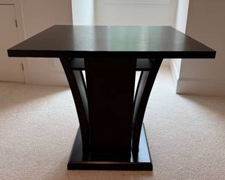 Item #38.  Square bar top table. Espresso finish.  Shows signs of wear as seen in following  pictures.                     Price -$48.00.