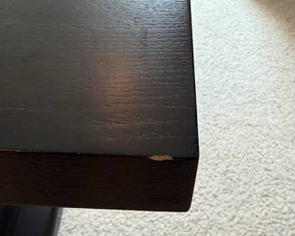 Item #38.  Square bar top table. Espresso finish.  Shows signs of wear as seen in following  pictures.                     Price -$48.00.