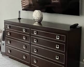 Item #32.  Lexington MacArthur Park Collection Dresser.  Scratches and small water spot on top of dresser. See following pictures for condition.                       D- 20" L- 70". H- 38 1/4".  Price - $300.00. Matching night stands sold separately.