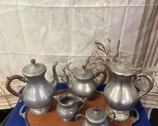 Pewter tea set.