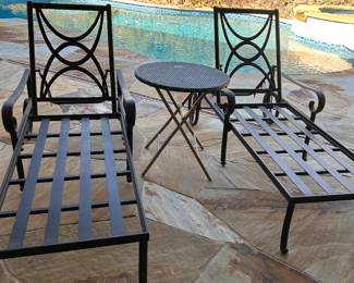 VERY NICE WROUGHT IRON LOUNGE CHAIRS