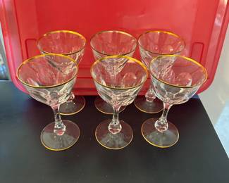 crystal gold trimmed glasses