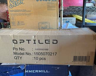 light bulbs, cases of toilet paper