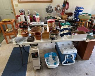 Fans, cooler, space heater and miscellaneous items. 