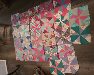 Hand Stitch Vintage Material Quilt Squares.