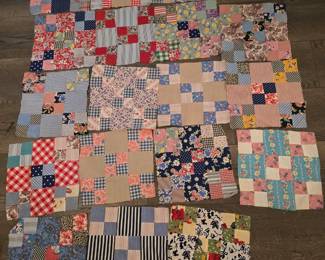 Hand Stitch Vintage Material Quilt Squares.
