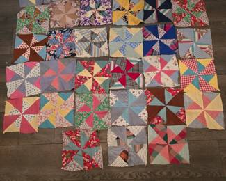 Hand Stitch Vintage Material Quilt Squares.