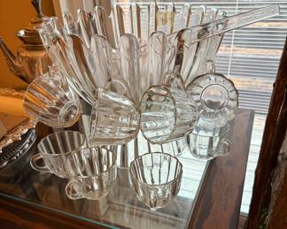 Crystal punch bowl and cups