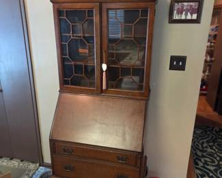 German made secretary desk with matching trim and glass