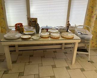 Kitchenware, Dinnerware, CDs, Heavy Kitchen Table