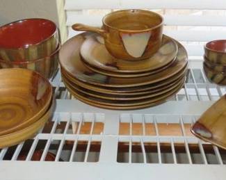 Sango Splash Brown Stoneware Set