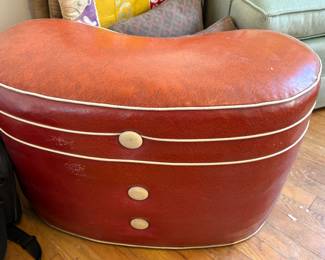 Vintage Leather Ottoman/Hassock