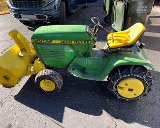 John Deere Tractor with Snowplow and winter chains